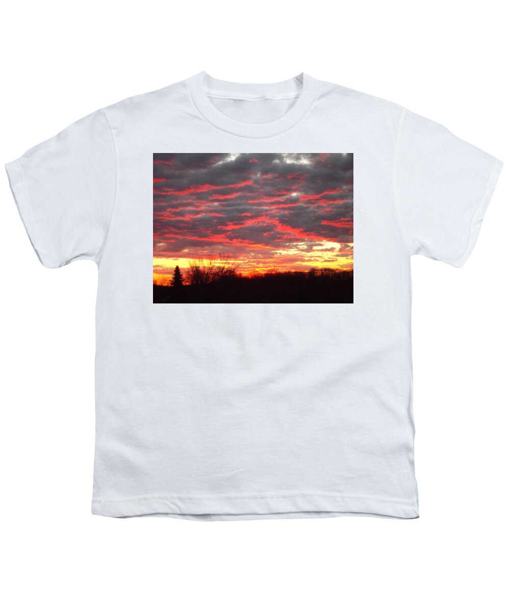 Dawn Youth T-Shirt featuring the photograph Sky Fire by Susan Esbensen