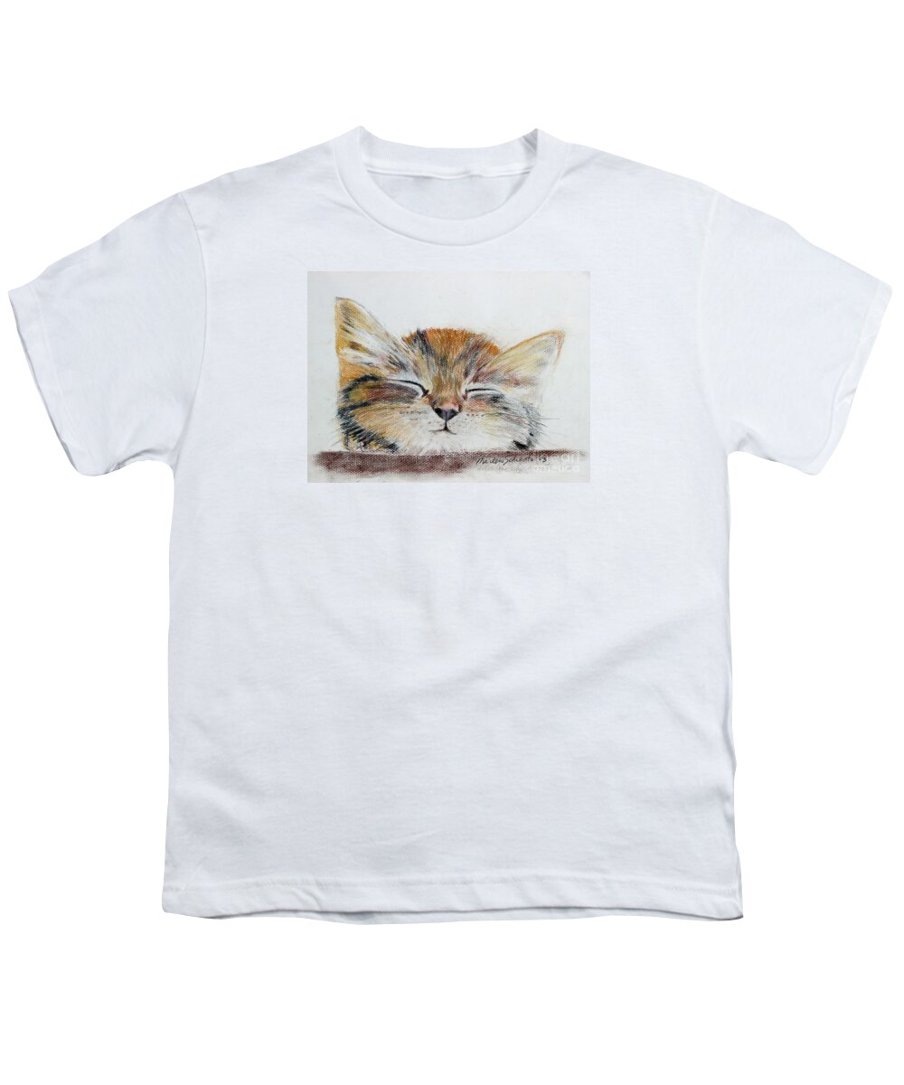Kitten Youth T-Shirt featuring the painting Sleepyhead by Marlene Schwartz Massey