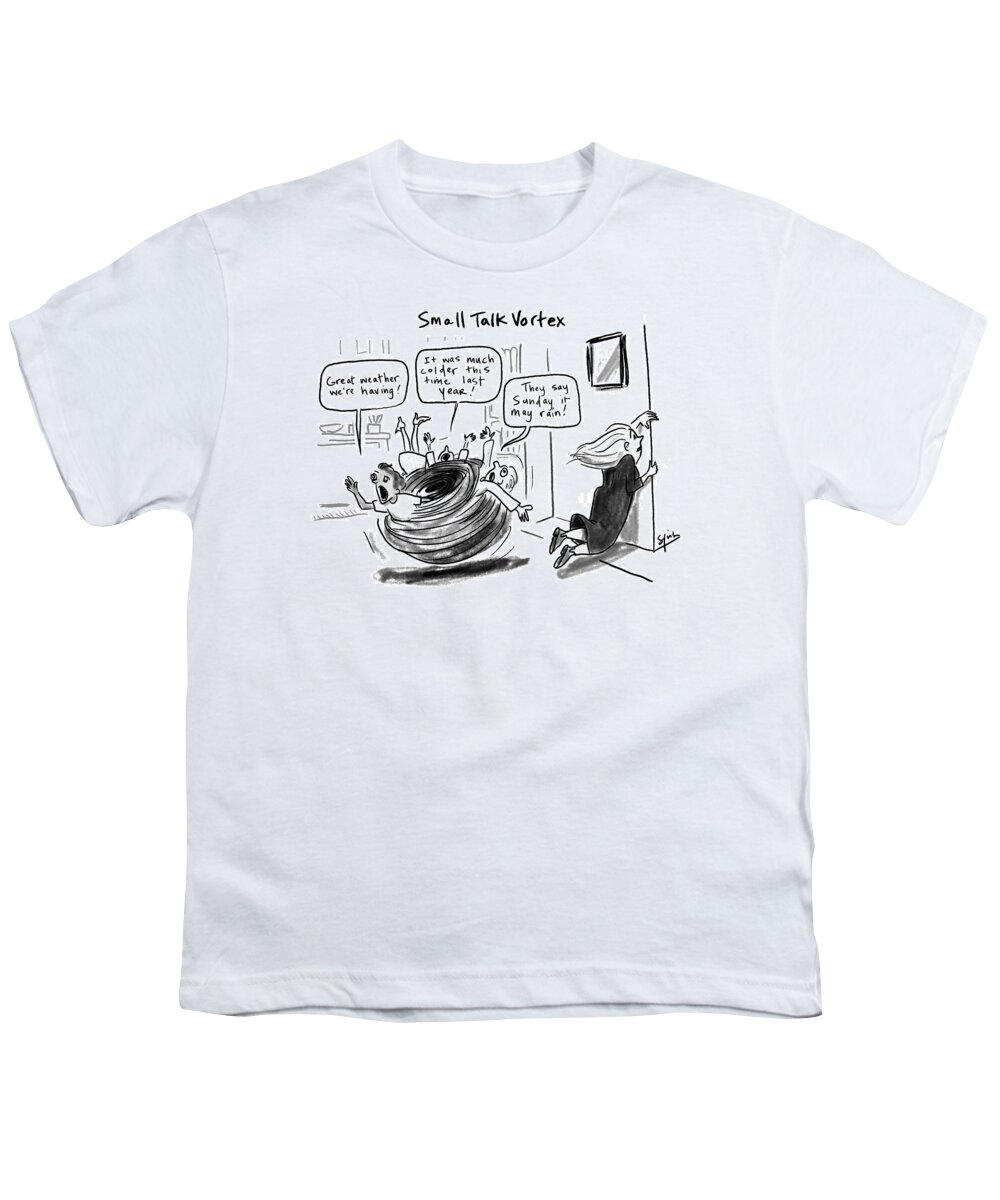 Small Talk Vortex Youth T-Shirt featuring the drawing Small Talk Vortex by Sofia Warren
