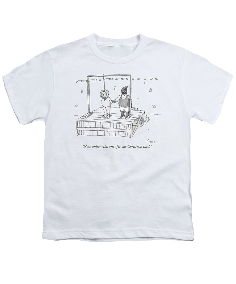 now Smile Youth T-Shirt featuring the drawing Smile for our Christmas card by Zachary Kanin