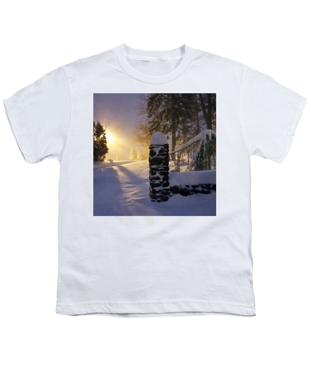 Snow Youth T-Shirt featuring the photograph Snow Storm by Street Light by Vic Ritchey