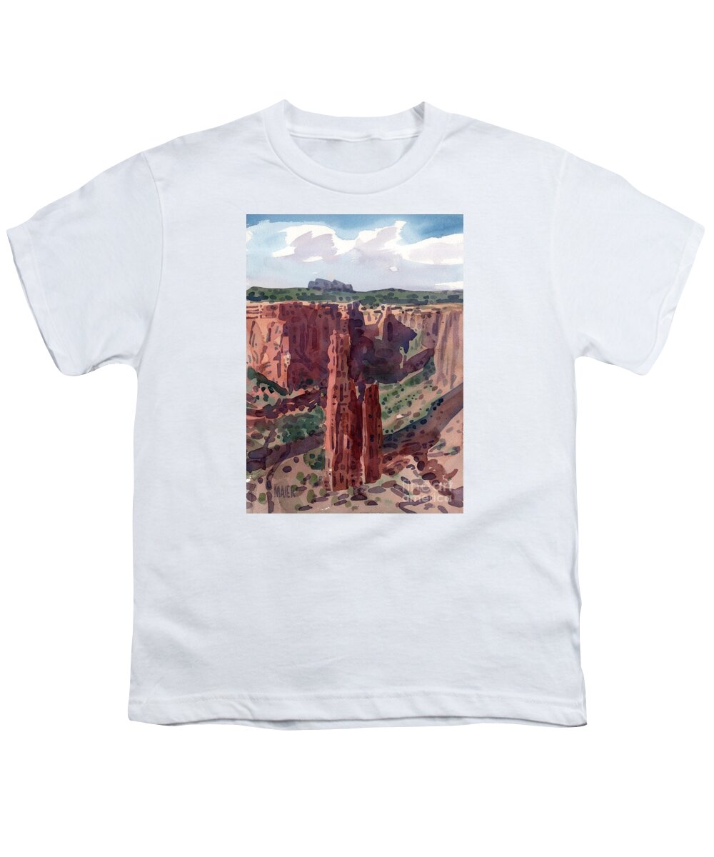 Spider Rock Youth T-Shirt featuring the painting Spider Rock Overlook by Donald Maier