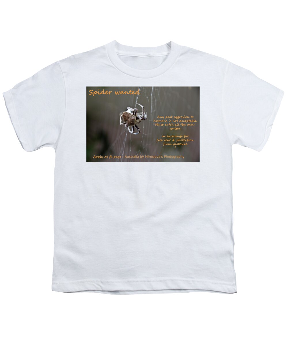 Spider Youth T-Shirt featuring the photograph Spider Wanted by Miroslava Jurcik