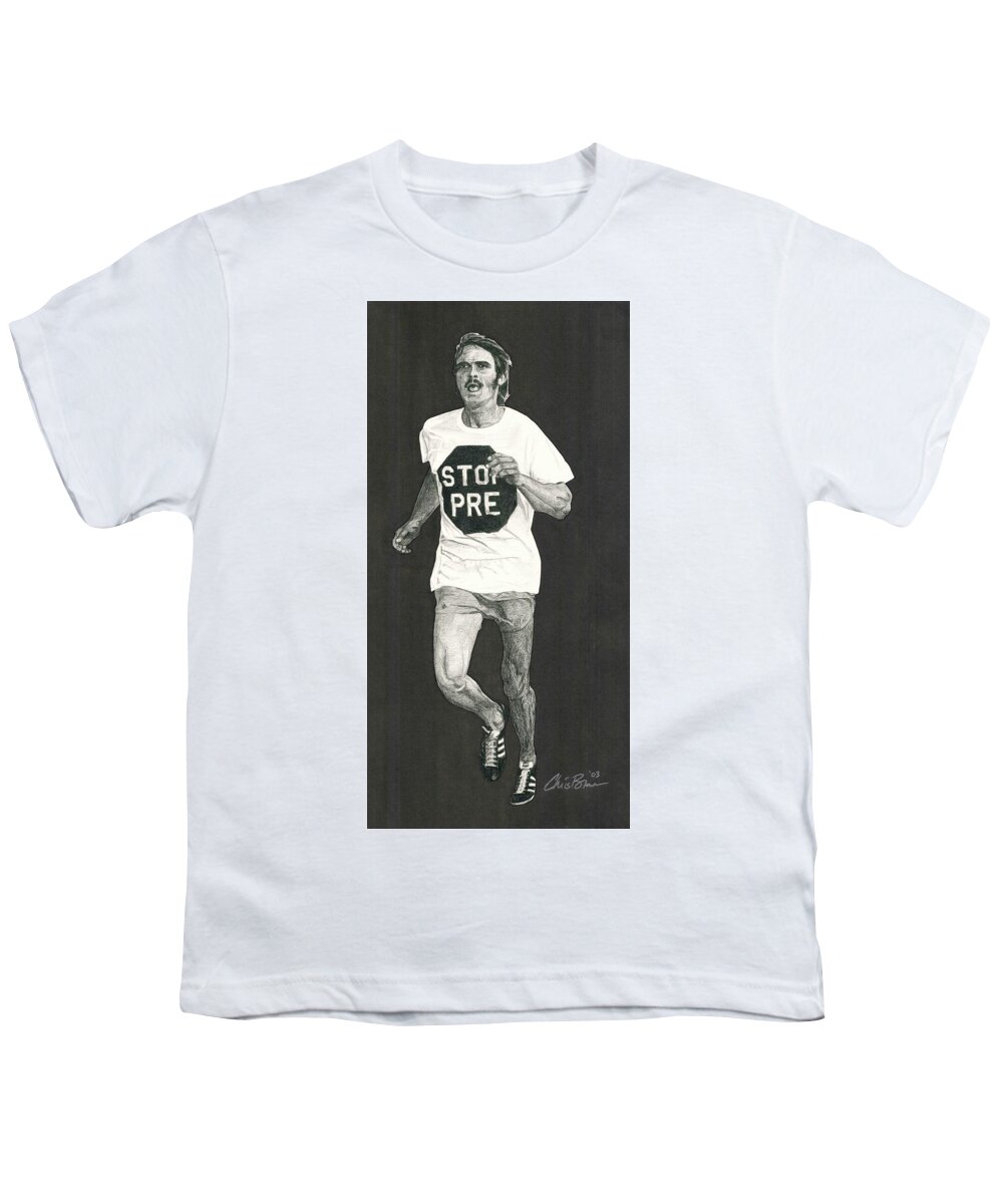 Steve Prefontaine Youth T-Shirt featuring the drawing Stop Pre by Chris Brown