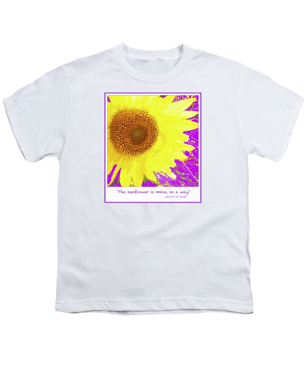 Flower Youth T-Shirt featuring the digital art Sunflower and Van Gogh Quotation by A Macarthur Gurmankin