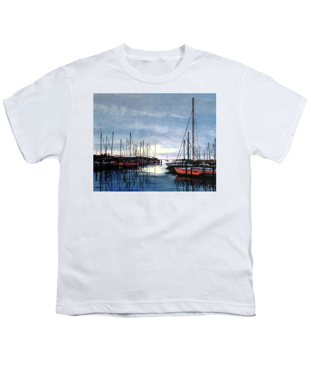 Sunset At Apollo Beach Youth T-Shirt featuring the painting Sunset at Apollo Beach by Janet King