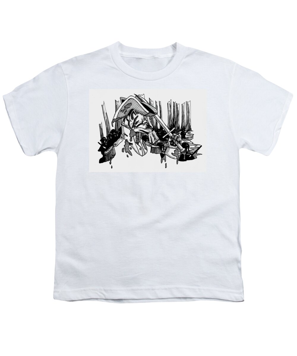 Swamp Fox Youth T-Shirt featuring the drawing Swamp Fox by Scarlett Royale