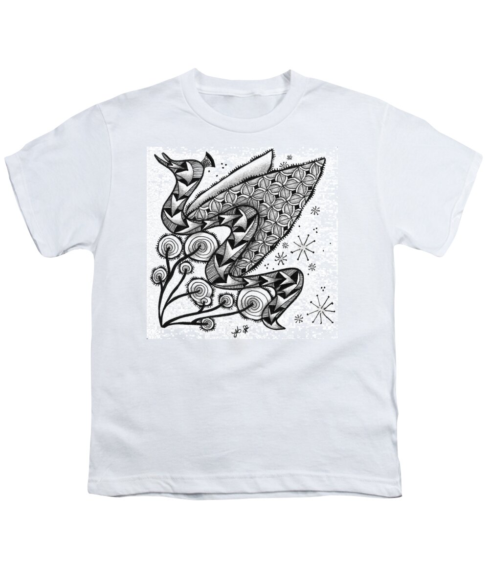 Serpent Youth T-Shirt featuring the drawing Tangled Serpent by Jan Steinle