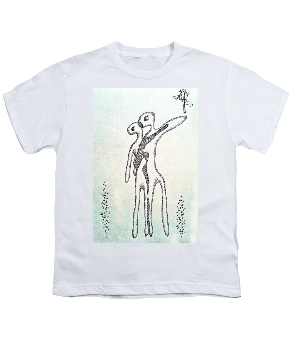 Drawing Youth T-Shirt featuring the drawing Tango by Fei A