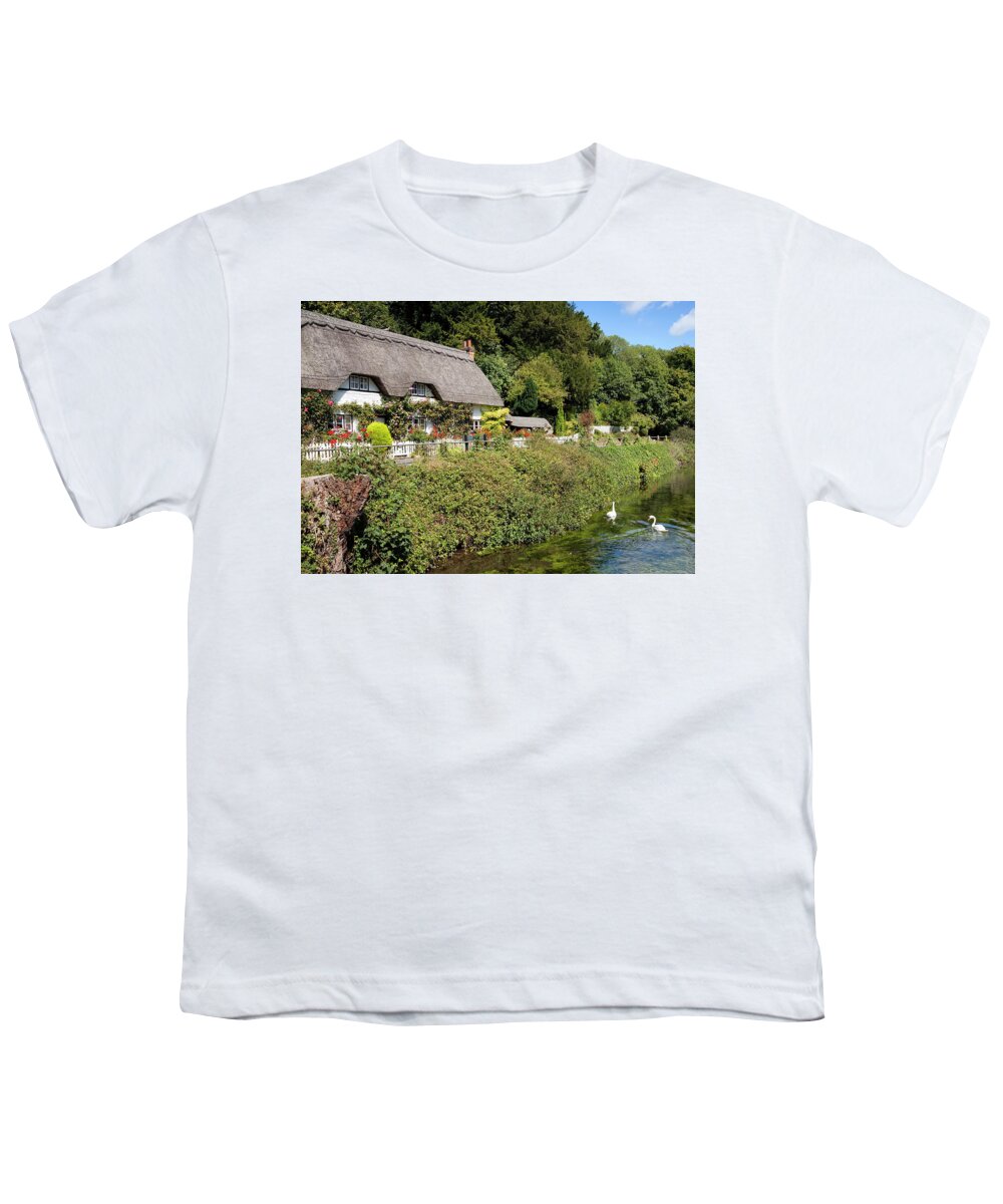 Cottage Youth T-Shirt featuring the photograph Thatched Cottages of Hampshire 16 by Shirley Mitchell