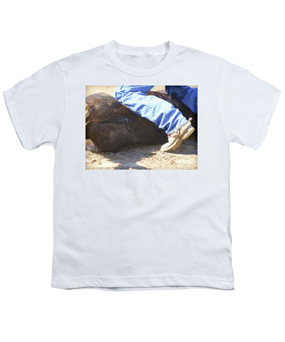 Boot Youth T-Shirt featuring the photograph The Calf Roper by Steve McKinzie