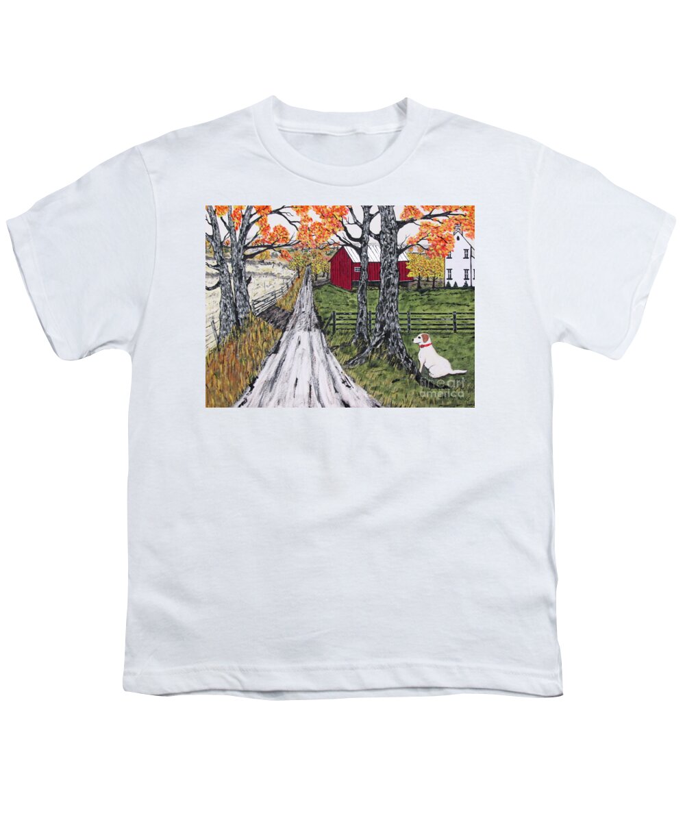 Farm Youth T-Shirt featuring the painting Sadie The Farm Dog by Jeffrey Koss
