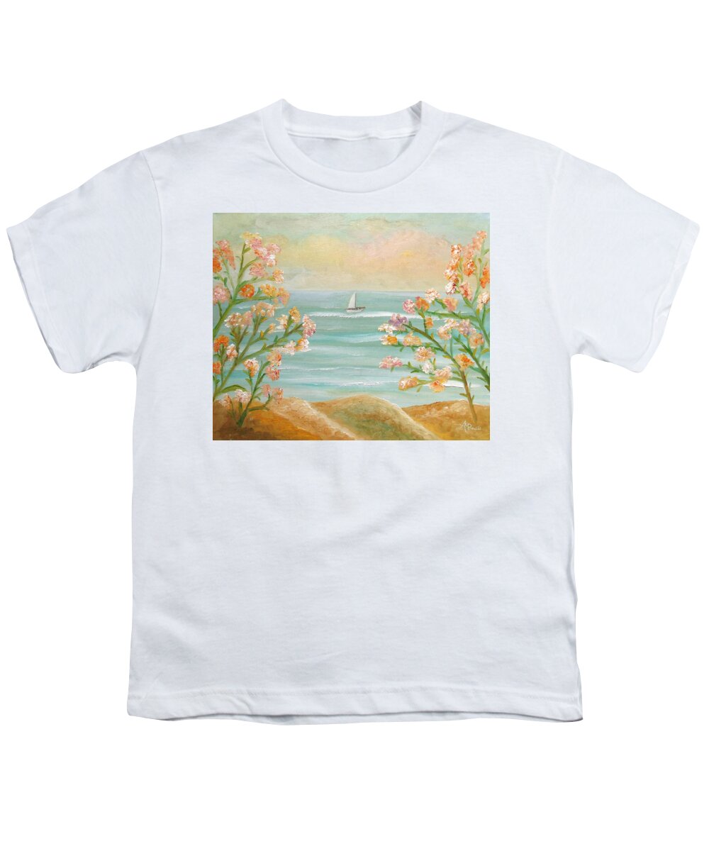 Seascape Youth T-Shirt featuring the painting Those Splendid Summers by Angeles M Pomata