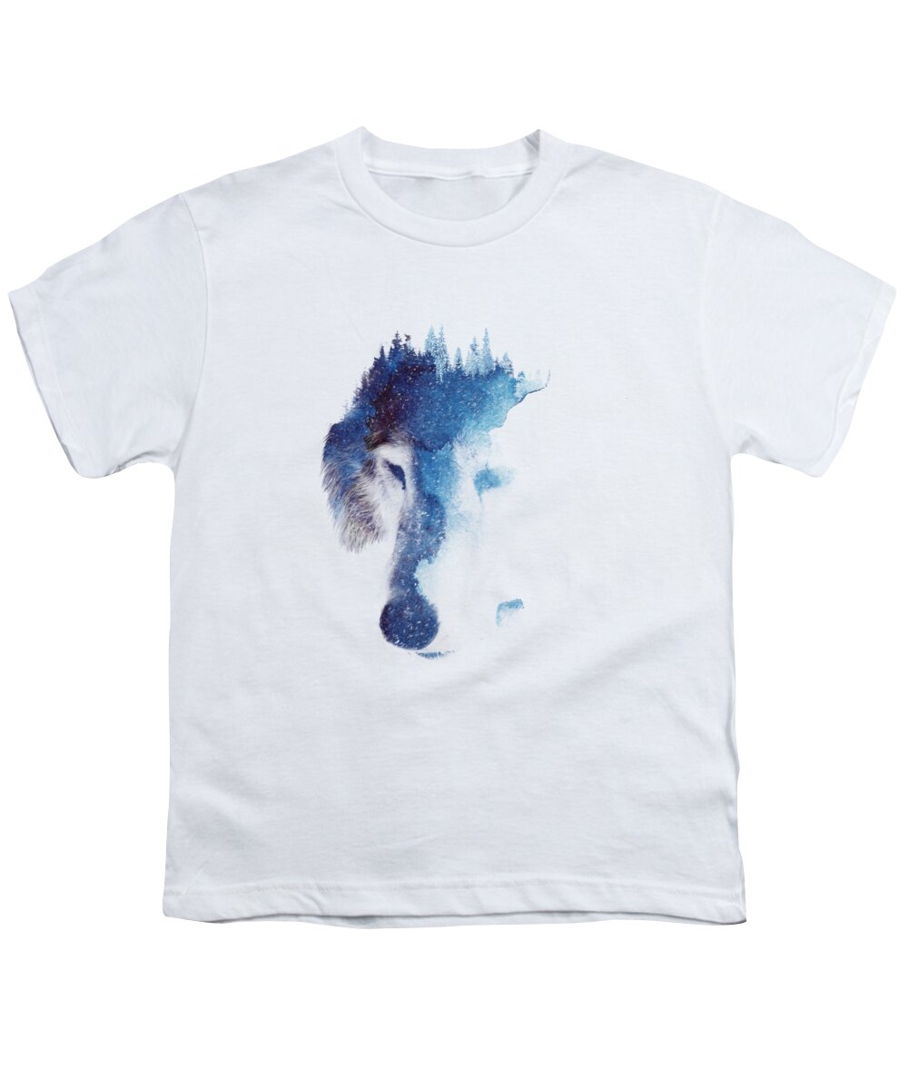 Wolf Youth T-Shirt featuring the mixed media Through many storms by Robert Farkas