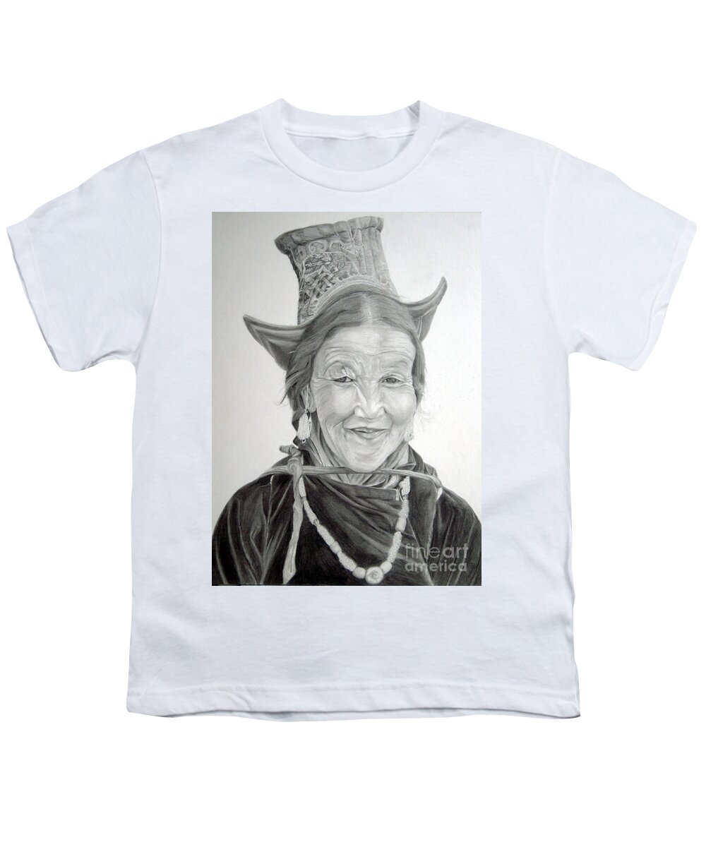 Figurative Art Youth T-Shirt featuring the drawing Tibetan Delight by Portraits By NC