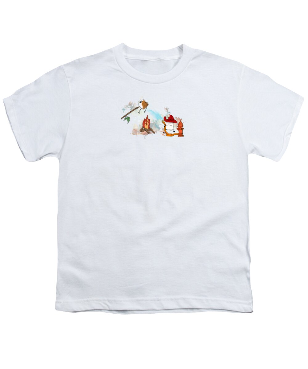 Firefighter Youth T-Shirt featuring the digital art Too Toasted Illustrated by Heather Applegate