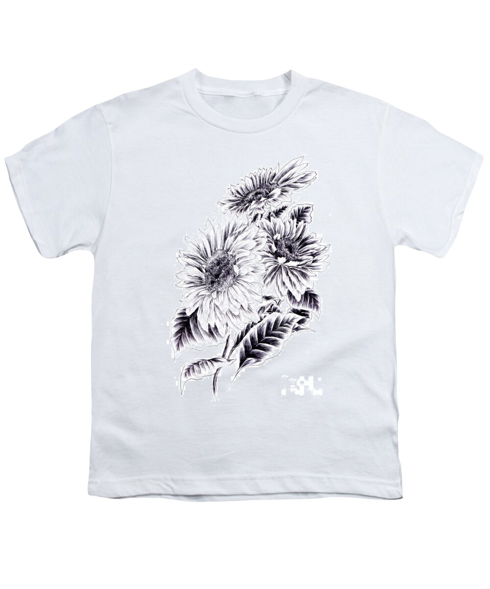 Sunflower Youth T-Shirt featuring the drawing Towards the Light by Alice Chen