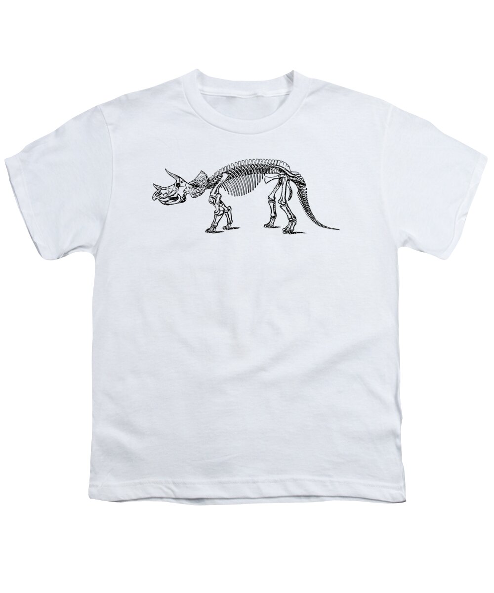 Skeleton Youth T-Shirt featuring the digital art Triceratops Dinosaur Tee by Edward Fielding