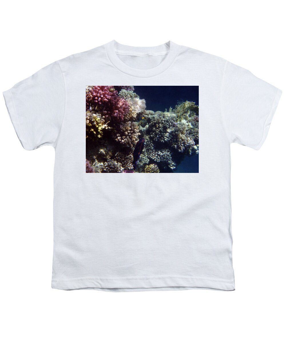 Underwater Youth T-Shirt featuring the photograph Triggerfish Meets Parrotfish by Johanna Hurmerinta