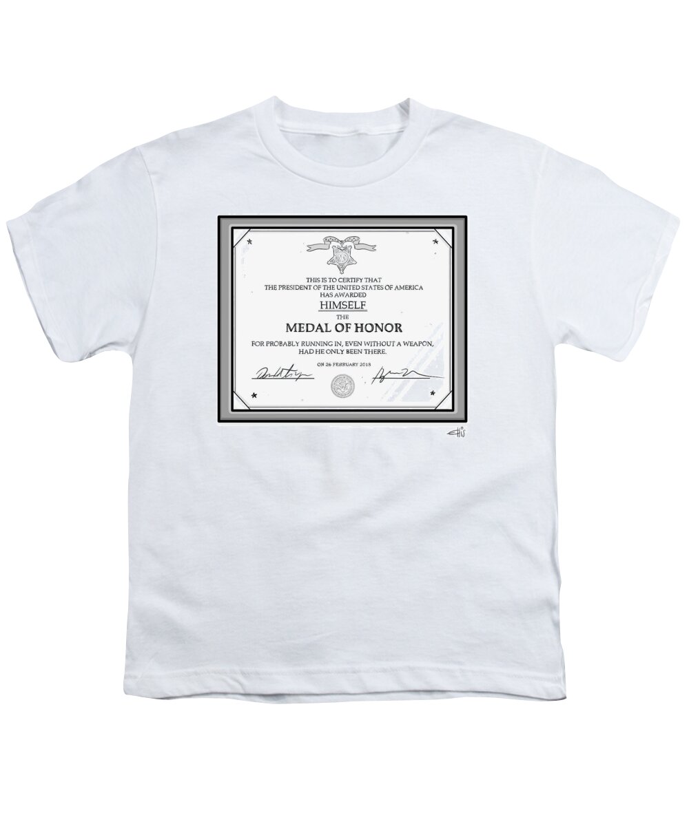 Medal Of Honor Youth T-Shirt featuring the drawing Trump Medal of Honor by Ellis Rosen