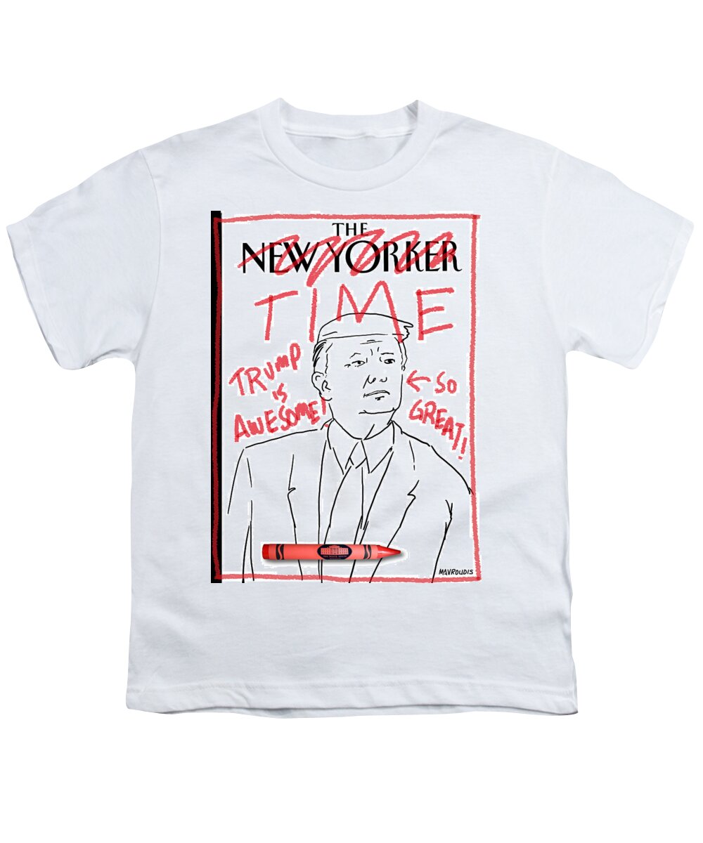 Captionless Youth T-Shirt featuring the drawing Trump Time by John Mavroudis