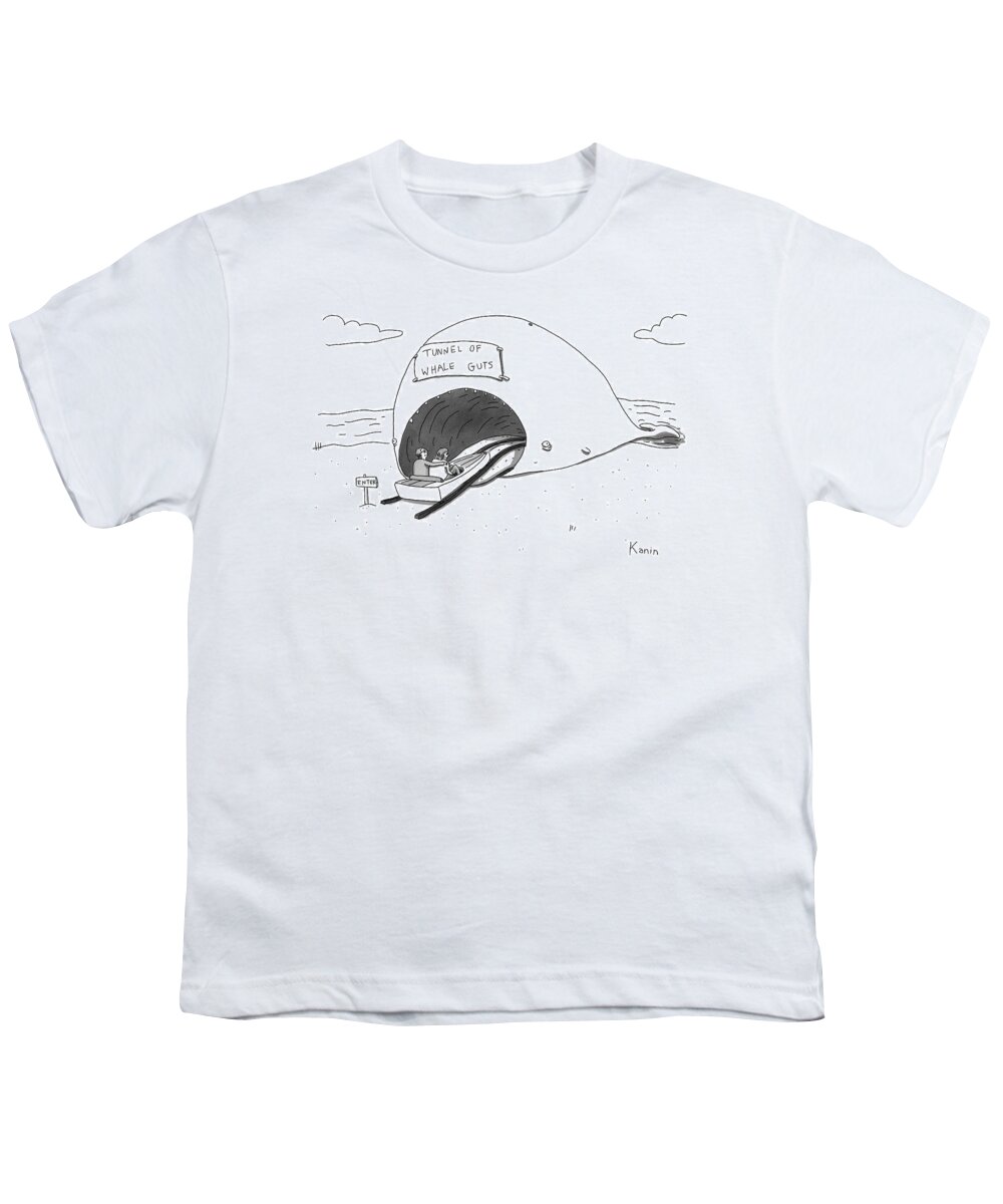 Guts Youth T-Shirt featuring the drawing Tunnel of Whale Guts by Zachary Kanin