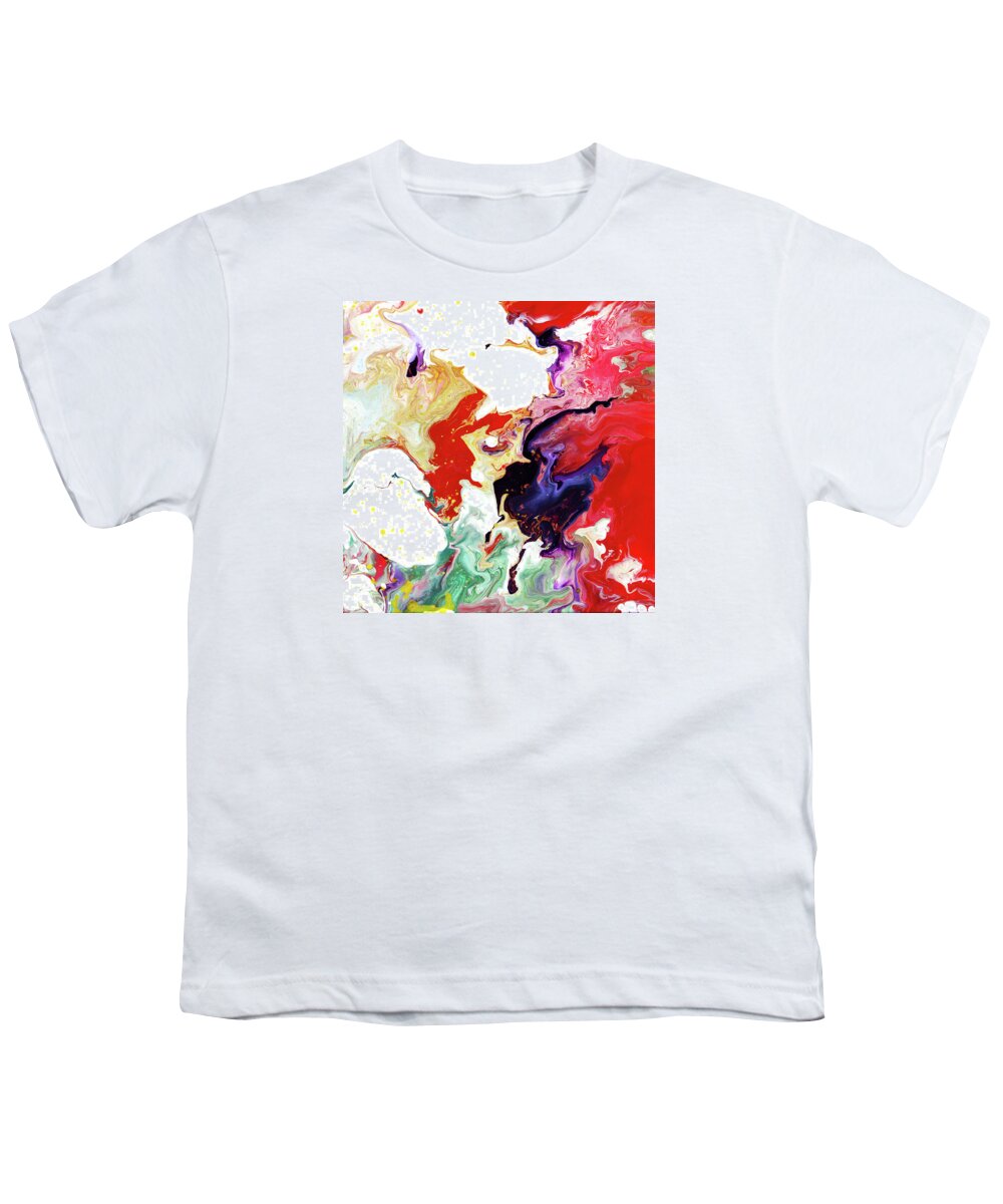 Abstract Youth T-Shirt featuring the mixed media Untitled Firsts by Meghan Elizabeth