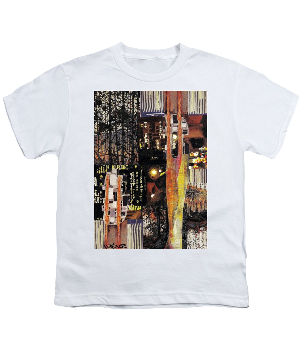 Abstract Youth T-Shirt featuring the mixed media Vertical Challenge by Randall Weidner