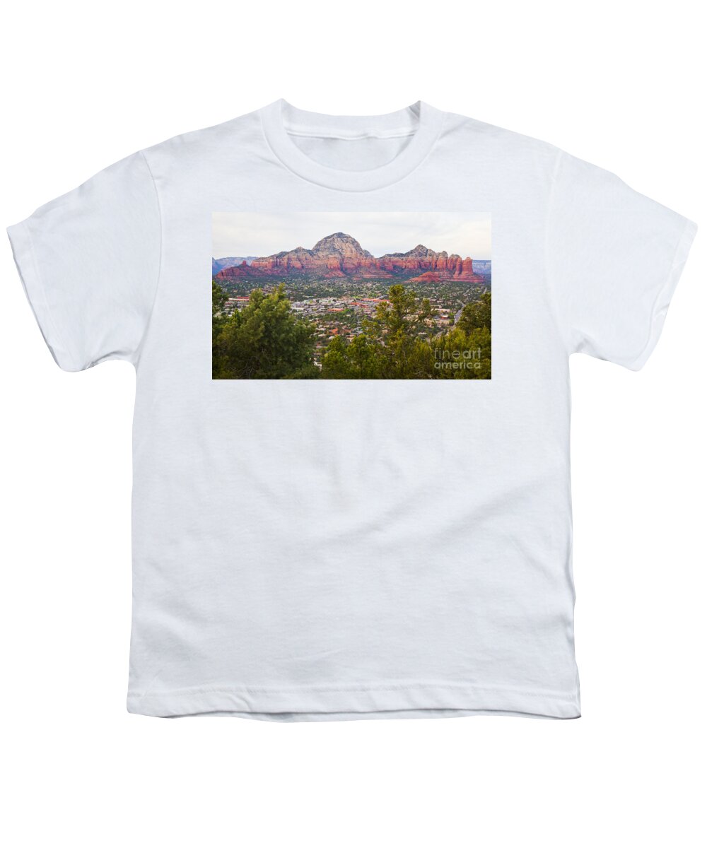 Sedona Youth T-Shirt featuring the photograph View of Sedona from the Airport Mesa by Chris Dutton