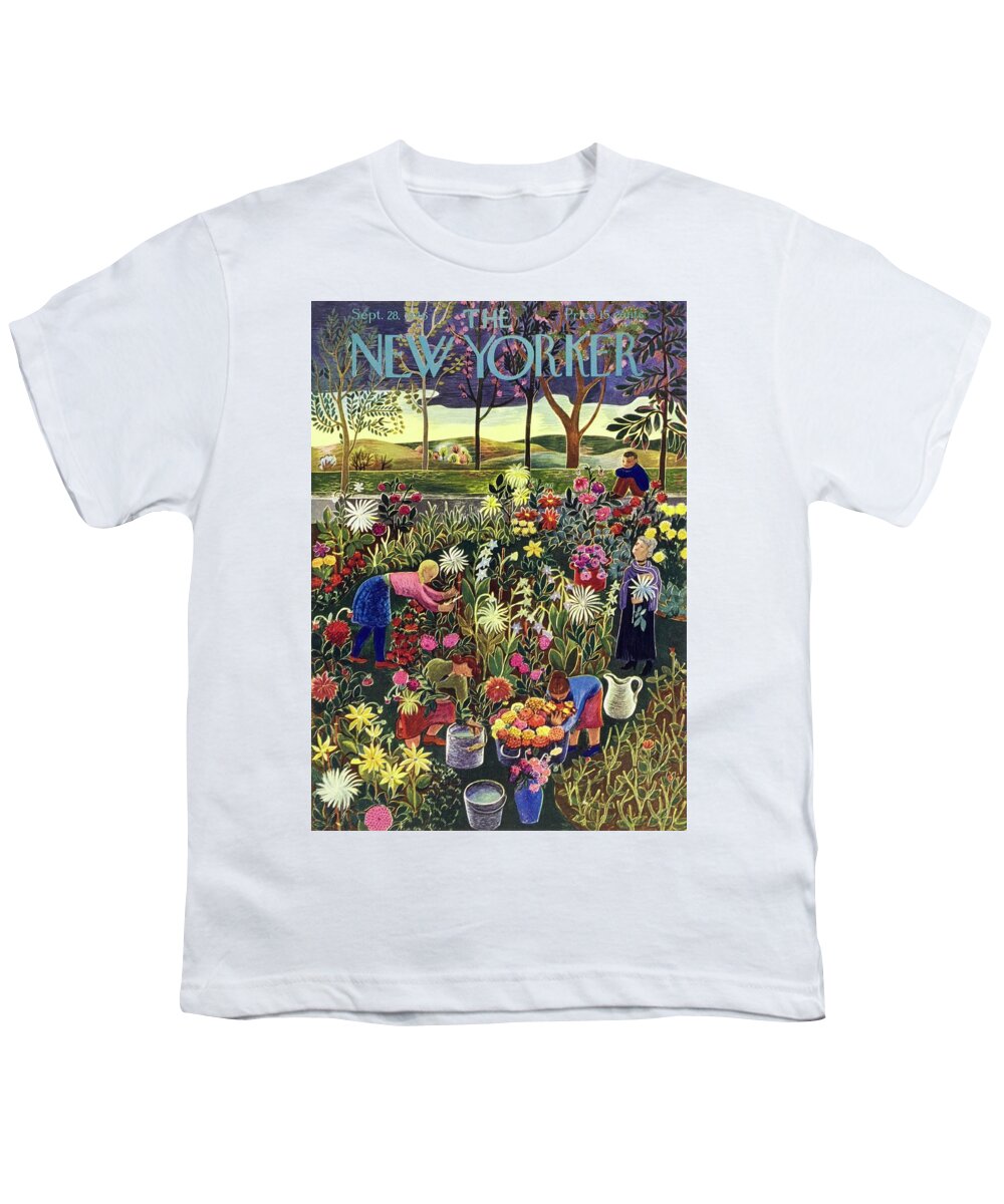 Gardening Youth T-Shirt featuring the drawing New Yorker September 28 1946 by Ilonka Karasz