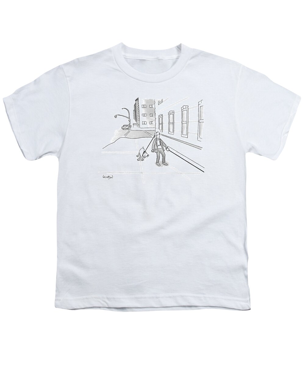 Urban Youth T-Shirt featuring the drawing Walking the Dog by Robert Leighton