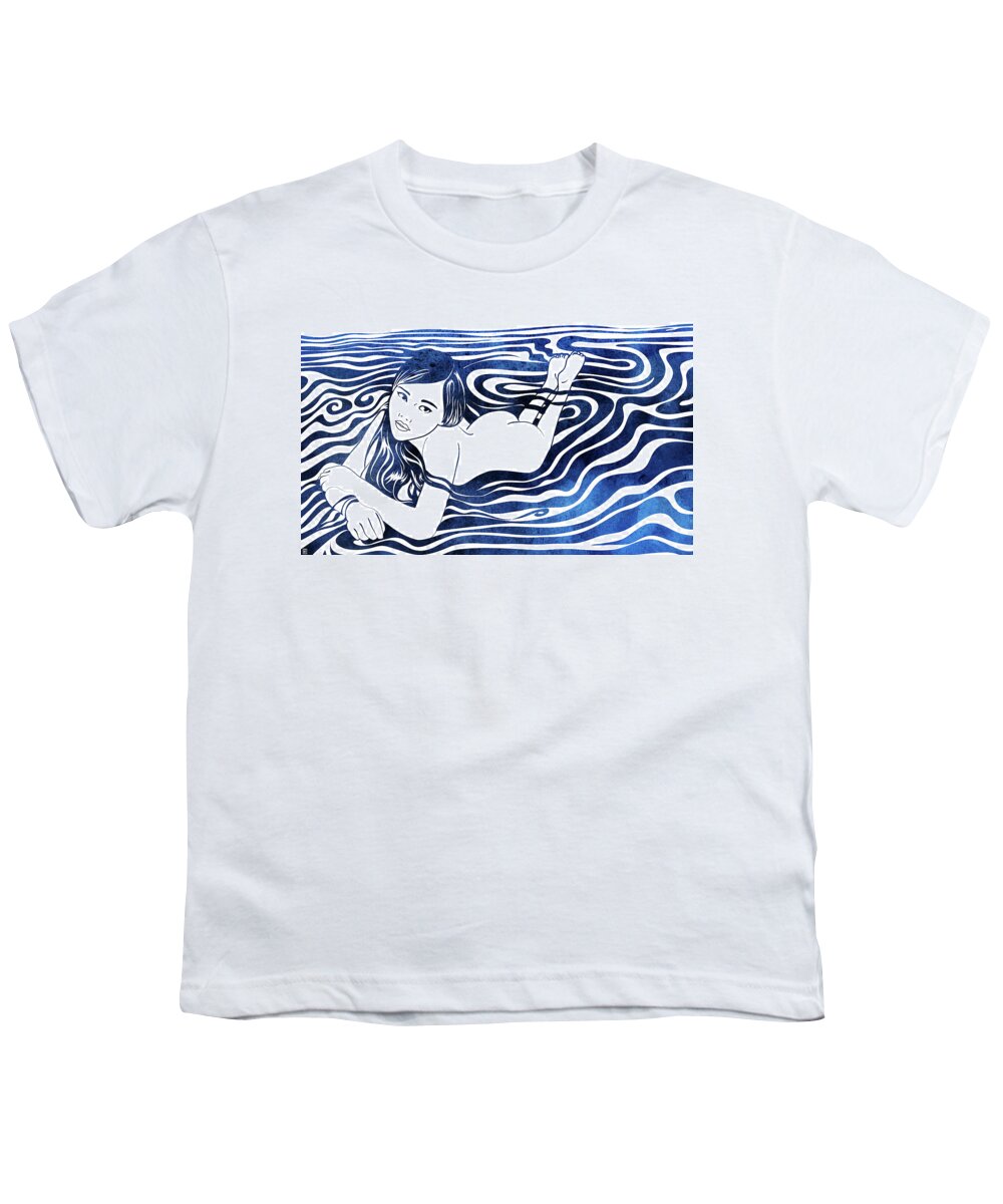 A Mythological Sea Nymph Created By Artist Stevyn Llewellyn Youth T-Shirt featuring the mixed media Water Nymph V by Stevyn Llewellyn
