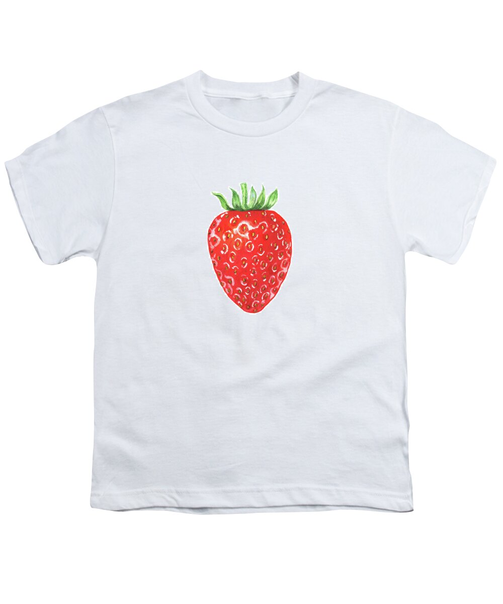 Watercolor Youth T-Shirt featuring the painting Watercolor Strawberry by Irina Sztukowski