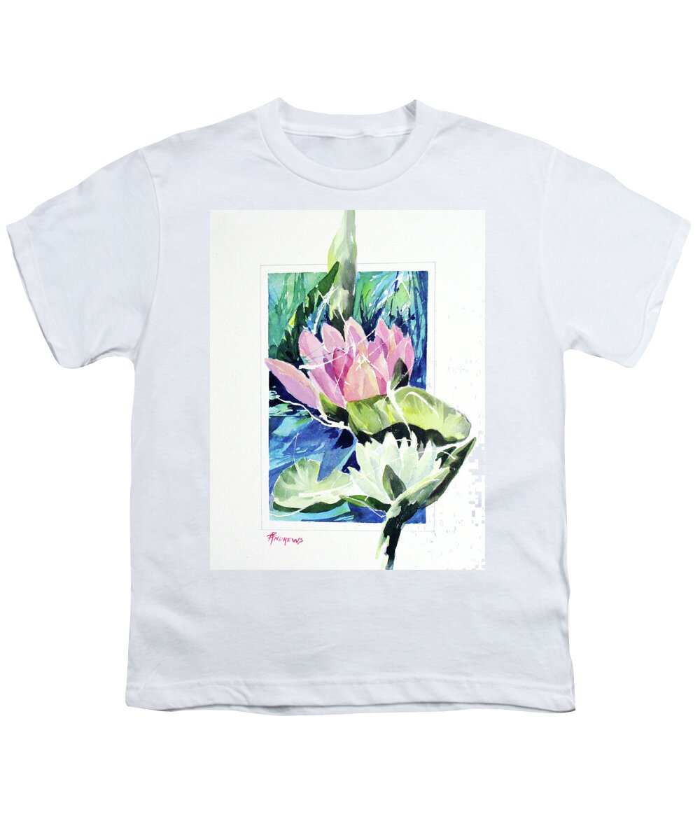 Design Youth T-Shirt featuring the painting Waterlily Design by Rae Andrews