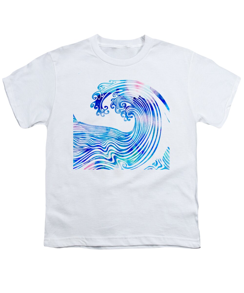 Ocean Youth T-Shirt featuring the mixed media Waveland by Stevyn Llewellyn