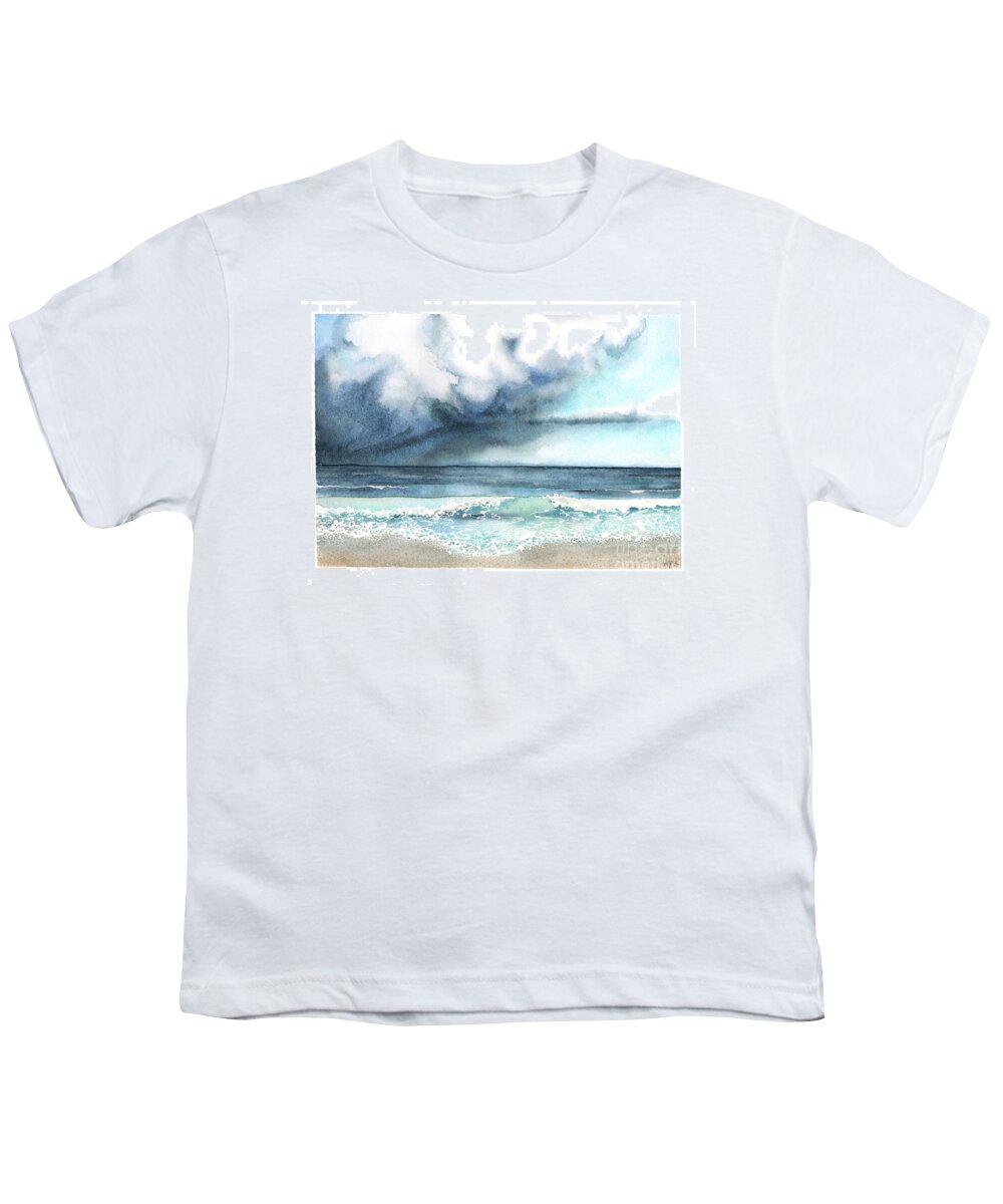 Beach Youth T-Shirt featuring the painting Waves Before the Storm by Hilda Wagner