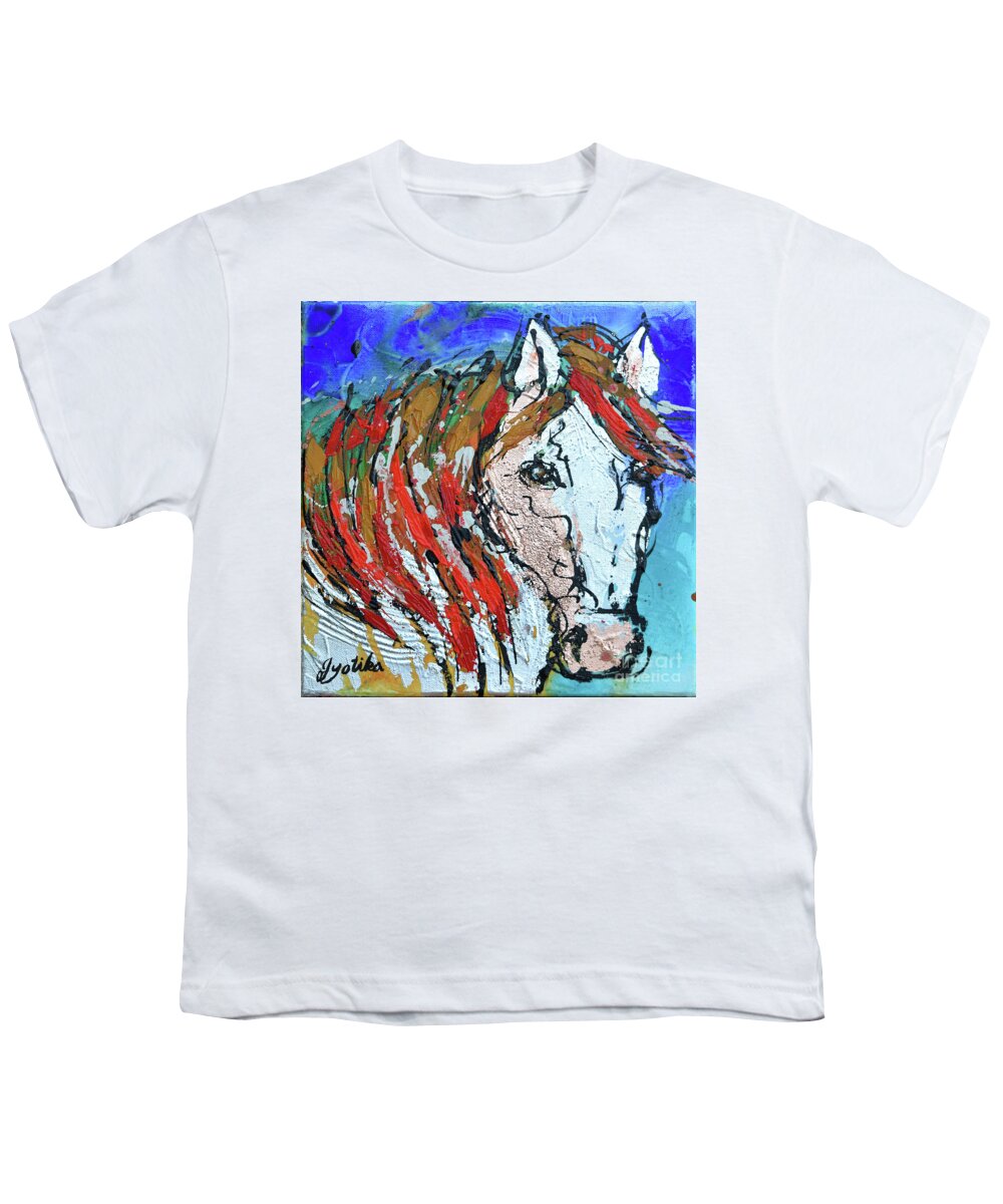  Youth T-Shirt featuring the painting White Horse by Jyotika Shroff