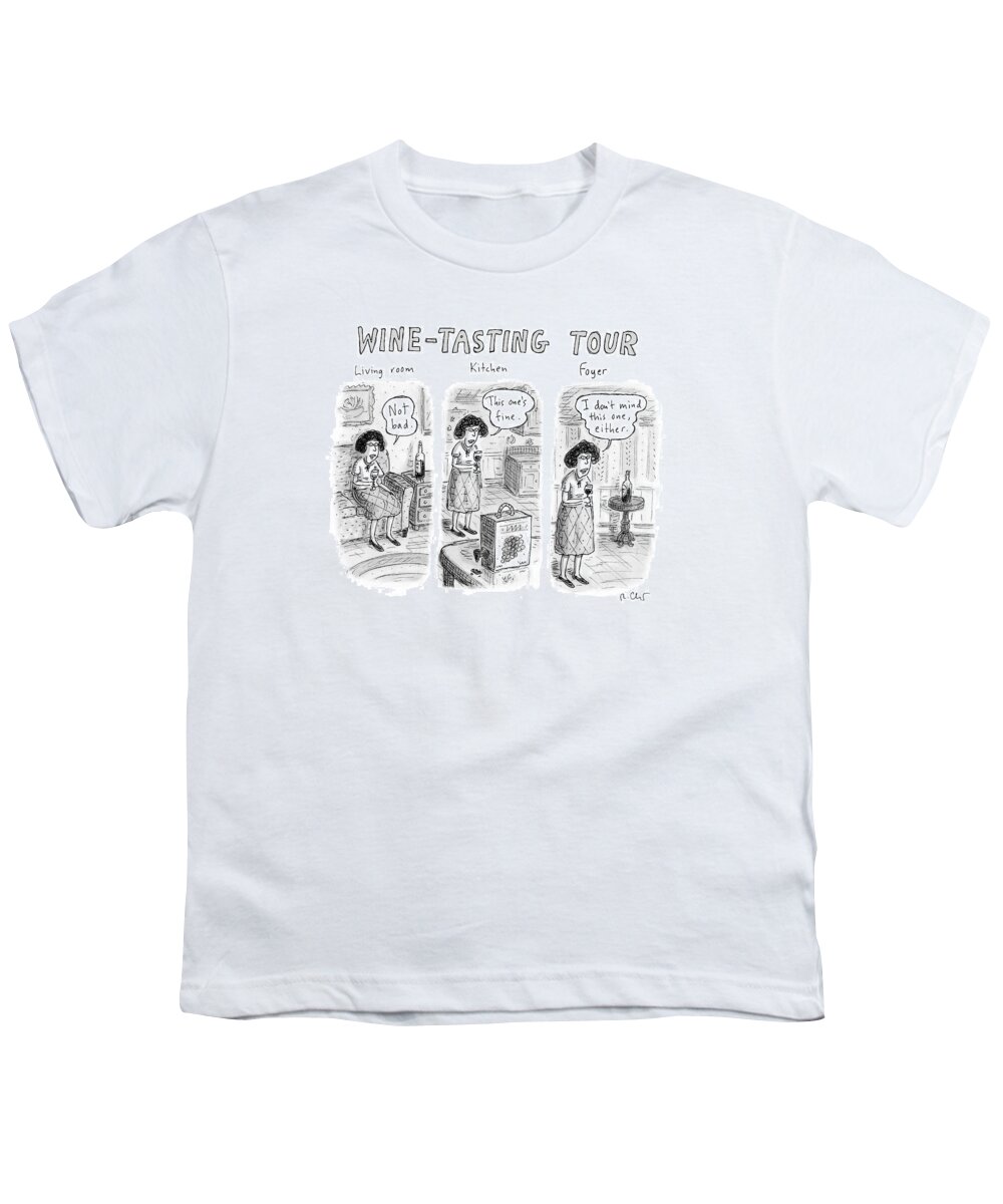 Wine-tasting Tour Youth T-Shirt featuring the drawing Wine-Tasting Tour by Roz Chast