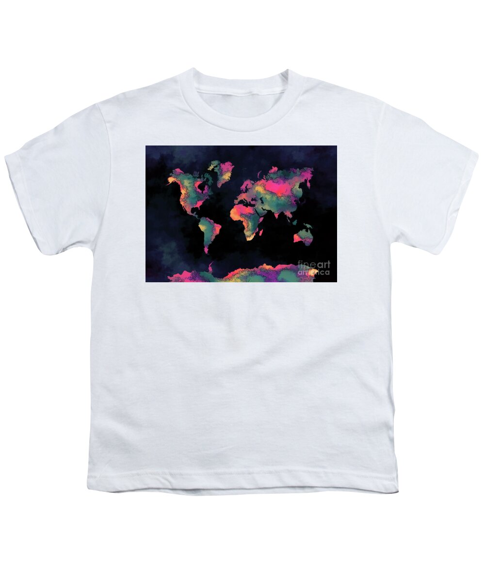 Map Of The World Youth T-Shirt featuring the digital art World Map Art 74 by Justyna Jaszke JBJart