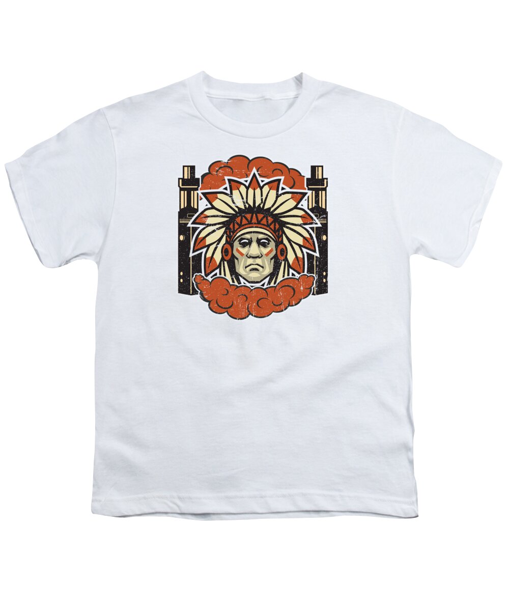 Vape Youth T-Shirt featuring the digital art Cloud Chaser Vaping Native American #4 by Mister Tee