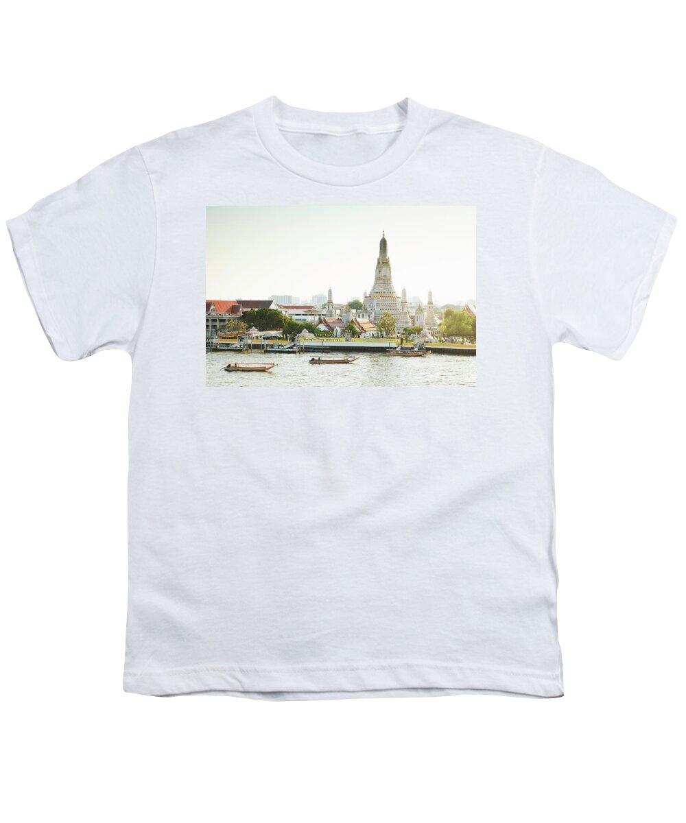 Estock Youth T-Shirt featuring the digital art Thailand, Thailand Central, Bangkok, Tropics, Gulf Of Siam, Gulf Of Thailand, Wat Arun, Wat Arun And Chao Phraya River #1 by Richard Taylor