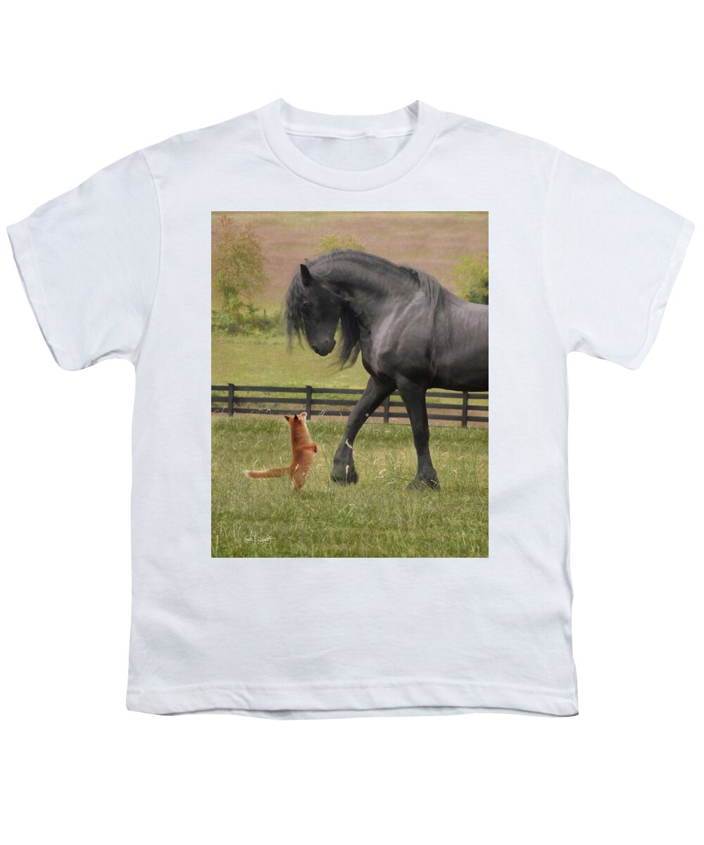 Friesian Youth T-Shirt featuring the digital art The Friesian and the Fox by Fran J Scott