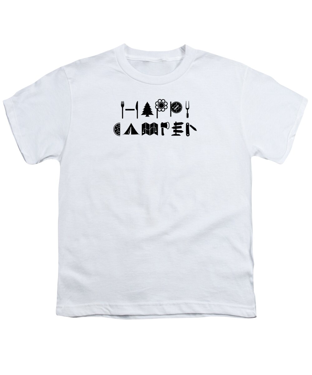 Hiking Youth T-Shirt featuring the digital art Happy Camper #1 by Mister Tee