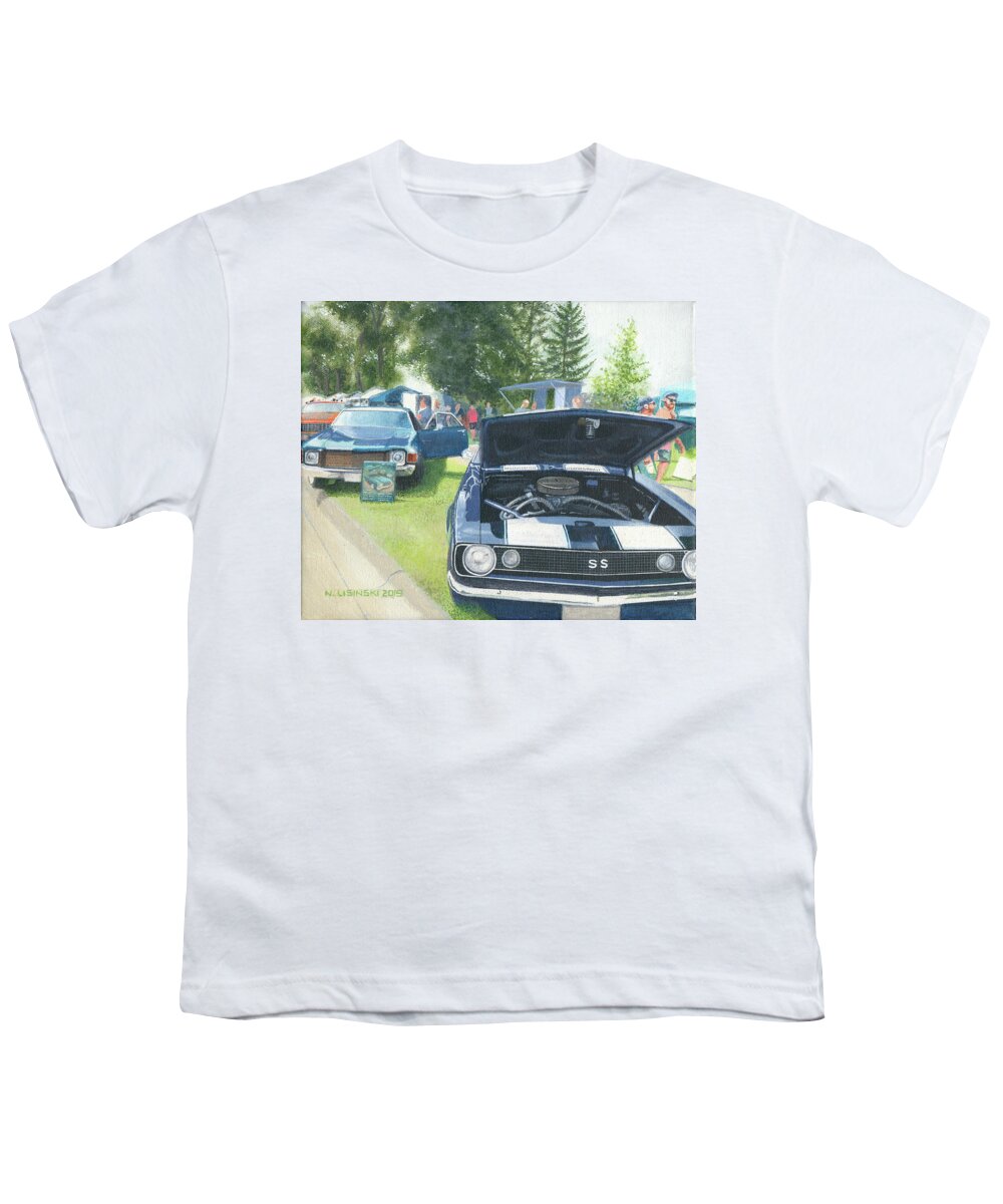 Camaro Youth T-Shirt featuring the painting 67 Camaro by Norb Lisinski