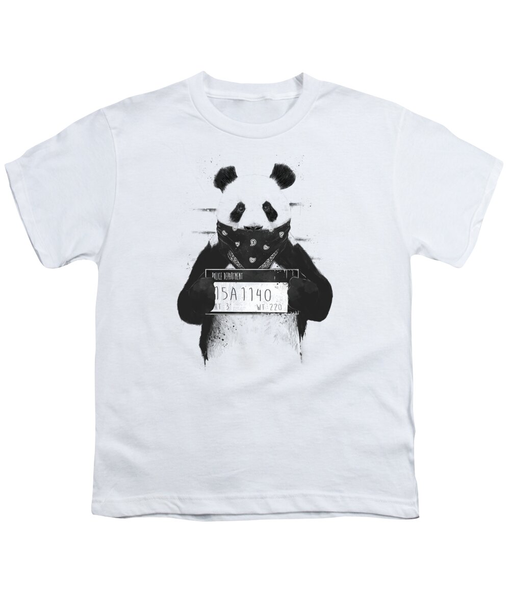 Panda Youth T-Shirt featuring the drawing Bad panda by Balazs Solti