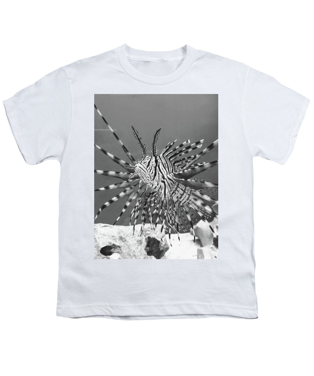 Fish Youth T-Shirt featuring the photograph Black and White Lion Fish by Rocco Silvestri