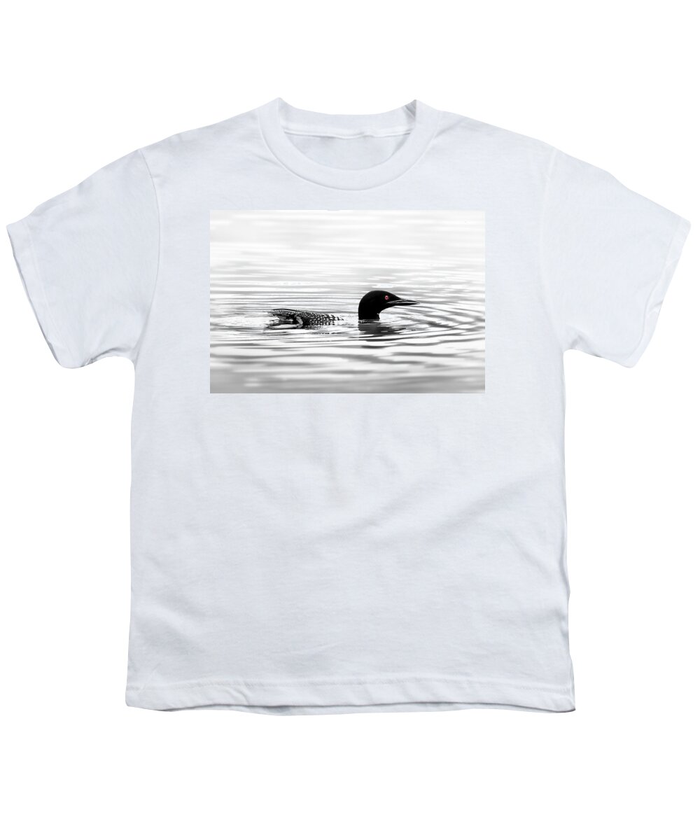 Loon Youth T-Shirt featuring the photograph Black And White Loon by Christina Rollo