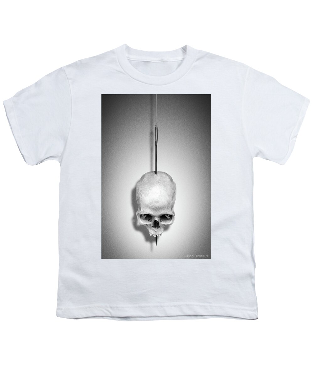 Skull Youth T-Shirt featuring the photograph By a Gray Thread by Joseph Westrupp
