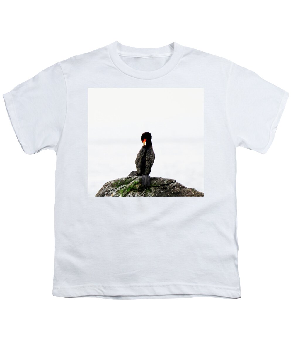 Cormorant Youth T-Shirt featuring the photograph Cormorant Grooming by Marie Jamieson