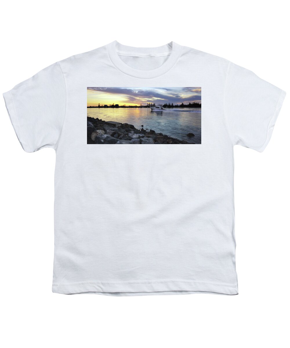 Tuncurry Photography Youth T-Shirt featuring the digital art Cruising into the sunset 0563 by Kevin Chippindall